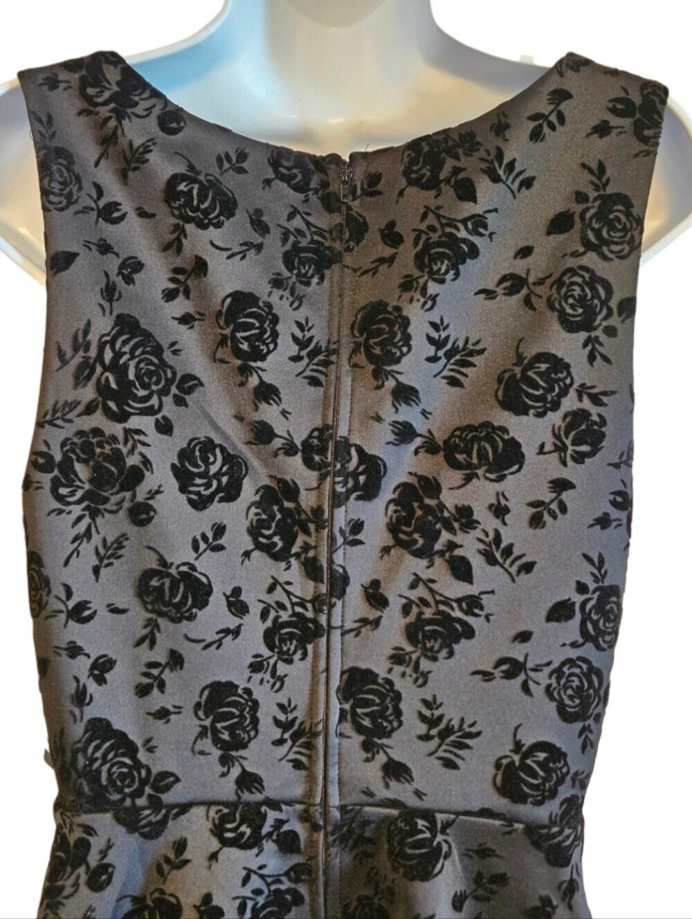0076 City Studio Black Velvet Rose Mini Dress Cutout Waist Whimsigoth New Sz 15 - Picture 4 of 14